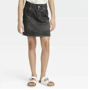 💎248 Cat & Jack Paperbag Waist Super Stretchy Black Denim Skirt